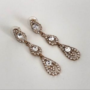 CHARMING CHARLIE Gold Rhinestone Earrings